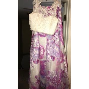 two piece floral prom dress
